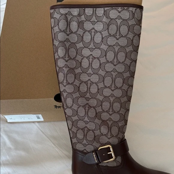 COACH - Jacquard Patterned Knee-High a-Leather Boots - Size 7 - Picture 6 of 8